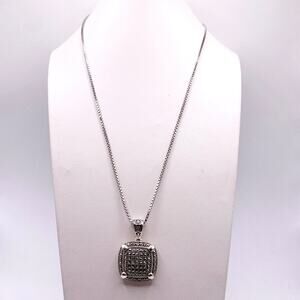 Sterling Silver Necklace with Marcasite Box Pendant 16” New With Tag